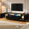 Modern TV Stand For TVs Up To 80", Entertainment Center With 2 Shelves And LED Lights, TV Storage Cabinet With 2 Drawers, 2 Cabinets And Metal Legs For Living Room - Black - Image 4