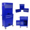 6 Drawer Lockable Tool Cabinet On Wheelsб Steel Rolling Tool Chest With Detachable Toolbox, 2 In 1 Garage Workshop Storage Organizer With 4 Universal Casters - Blue - Image 8