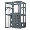 Outdoor Cat House With Shelves And Weather Protection, Removable Wood Boxes - Gray - Image 10