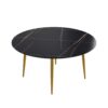 Modern Man-Made Stone Round Metal Dining Table, Position For 6 People - Gold / Black - Image 7