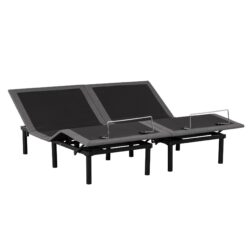 Split King Size Adjustable Bed Base With Wired Remote, Metal Frame - Black
