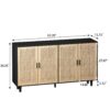 Elegant And Functional 4 Door Rattan Decorative Storage Cabinet For Bedroom, Living Room - Black - Image 3