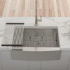 Farmhouse Style 24" Kitchen Sink With Apron Front In, 16 Gauge Stainless Steel, 10" Deep Basin - Brushed Nickel - Image 2