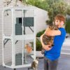 Xpt016 Outdoor Indoor Cat Pet Climbing Rack Play Cage Lovely Big Space - White - Image 2