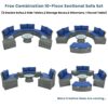 10 Piece Outdoor Sectional Half Round Patio Rattan Sofa Set, Wicker Conversation Furniture Set For Free Combination - Blue - Image 10