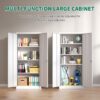 Heavy Duty Metal Garage Storage Cabinet, Steel Locking Cabinet With Adjustable Shelves - Brushed Nickel - Image 7