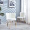 Modern Dining Chair (Set of 2) With Iron Tube Wood Color Legs, Shorthair Cushions And Comfortable Backrest, Suitable For Dining Room, Living Room, Cafe, Simple Structure - White - Image 7