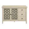 Hollowed Out Cabinet With 2 Door 3 Drawers, American Furniture, Suitable For Bedroom, Living Room, Study - Natural - Image 8