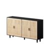 Elegant 4 Door Rattan Decorative Storage Cabinet, Functional And Stylish, 62.20" - Black - Image 5