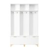 Modern Large Storage Hall Tree With Bench, Luxurious Coat Rack With 6 Hooks And Legs For Entryway, Living Room - White / Gold - Image 10