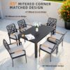 5 Pieces Outdoor Patio Aluminum Furniture Set, Rectangular Table With Umbrella Hole - Bourbon Brown - Image 5