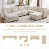 Multi Module Combination Style Sofa For Living Room And Other Lounge Spaces, Modern Minimalist Corduroy Combination Sofa With 2 Comfort Cushions With USB & C Charging Ports, 2 Sets - Beige - Image 21