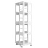 4 Tier All Steel Rotating Bookshelf With 360° Wheels, Large Size Sturdy & Spacious Book Rack, New Style Bookshelf - White - Image 7