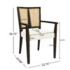 Mid Century Modern Arm Dining Chair (Set of 2) With Rattan Backrest - Beige / Dark Brown - Image 3