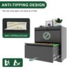 Premium 2 Drawer Metal Lateral File Cabinet With Lock Steel Wide Horizontal Filing Cabinets For Home Office - Black - Image 9