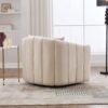 Upholstered Oversized 360 Degree Swivel Accent Barrel Chair And Half Cozy Sofa With 3 Pillows, Channel Tufted Pumpkin Shape Club Armchair For Living Room, Bedroom, Office, Lounge - Beige - Image 7
