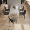4 Piece Stackable Single Chairs With Vertical Stripe Design For All Weather - Warm Gray - Image 6