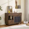 Furniture Style Multi Use Cat Litter Box House With Storage - Walnut - Image 2