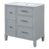 Bathroom Vanity With Ceramic Sink, Flip Out Drawer Design For Plumbing, Soft Close Drawers Painted Cabinet With Solid Wood Legs - Gray - Image 18