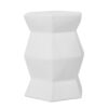 Contemporary Ceramic Drum Stool Indoor / Outdoor Side Table Glazed Accent Garden Stool - White - Image 6
