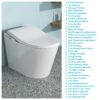 Smart Bidet Toilet Combo With Auto Open & Close, Heated Seat, Foot Sensor Flush, LED Display, Ceramic - White - Image 15