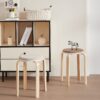 Stackable Bentwood Stools (Set of 4), Round Backless Chairs For Dining Room, Kitchen, Classroom - Light Gray - Image 7