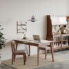 Round Corner Diagonal Leg Telescopic Table For 6 - 8 People To Meet Dining Table - White / Walnut - Image 3