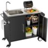 Outdoor Grill Cart With 304 Stainless Steel Sink And Cabinet - Black / Silver - Image 8