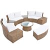 10 Piece Outdoor Sectional Half Round Patio Rattan Sofa Set, Wicker Conversation Furniture Set For Free Combination - White - Image 12