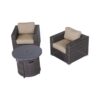 3 Piece All Weather Seating Group With Premium Cushions, Fire Pit Included - Beige / Brown Mix - Image 4