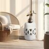 Elegant Glazed Ceramic Drum Stool Indoor / Outdoor Side Table Accent Garden Stool - White - Image 2