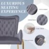 Velvet Fabric Counter Height Bar Stools (Set of 2) With Legs And Footrests, 28.75" - Gray - Image 6