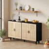 Elegant 4 Door Rattan Decorative Storage Cabinet, Functional And Stylish, 62.20" - Black - Image 4