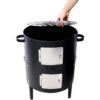 Heavy Duty Round Bbq Grill 17" Steel Charcoal Smoker For Outdoor Cooking - Black - Image 13