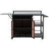 Outdoor Kitchen Island With Storage, Cooking Station, Grill Cart, Foldable Tabletop, And Bottle Opener - Dark Brown - Image 13