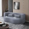2 In 1 Convertible Sofa Bed, Full Size Folding Loveseat Couch With Soft Teddy Fabric, Floor Sofa Mattress With 2 Pillows, Space Saving Futon For Small Living Room, Dorm - Gray - Image 7