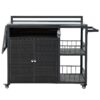 Outdoor Kitchen Island With Storage, Cooking Station, Grill Cart, Foldable Tabletop, And Bottle Opener - Dark Brown - Image 3