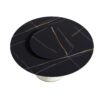 Modern Artificial Stone Round Plywood Base Dining Table, Can Accommodate 8 People Artificial Stone Turntable (Not Including Chairs) - Black / Beige - Image 3