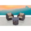 3 Piece All Weather Seating Group With Premium Cushions, Fire Pit Included - Beige / Brown Mix - Image 2