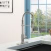 21" Commercial Kitchen Faucet With Dual Function Pull Down Sprayhead In, Stainless Steel - Brushed Nickel - Image 4