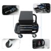 Rolling Creeper Garage Seat With 3 Built In Drawers, Rolling Tool Chest For Shop Or Garage - Black - Image 5