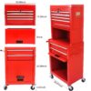 6 Drawer Lockable Tool Cabinet On Wheels Steel Rolling Tool Chest With Detachable Toolbox, 2 In 1 Garage Workshop Storage Organizer With 4 Universal Casters - Red - Image 9