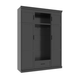 Hall Tree With Bench And 3 Hooks, Modern Entryway Storage Organizer Cabinet With 4 Doors, 1 Drawer And Adjustable Shelves For Hallway, Entryway, Living Room - Black