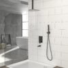 16" Ceiling Mount Square Shower System With Waterfall Tub Spout And Rough In Valve - Matte Black - Image 4