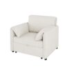 Convertible Pull Out Sofa Bed, 3 In 1 Convertible Sleeper Chair Adjustable Backrest With Thicked Cushions, Multi Functional Linen Armchair For Living Room, Bedroom, Apartment, Office - White - Image 10
