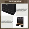 Farmhouse 4 In 1 Hall Tree With Wood Grain Bench And Top, Multifunctional Coat Rack With Hooks And Shell Handles, Mudroom Bench With Adjustable Shelves For Hallway, Living Room - Black - Image 8