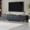 TV Stand, Entertainment Center TV Media Console Table, Modern TV Stand With Storage, TV Console Cabinet Furniture For Living Room - Black - Image 2