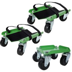 Heavy Duty Snowmobile Dolly V Slide With 2.5" Swivel Casters And Rubber Pad For Skis - Green