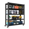 Heavy Duty 5 Tier Adjustable Metal Shelving Unit With Pegboard And Wheels For Multipurpose Storage - Black - Image 3