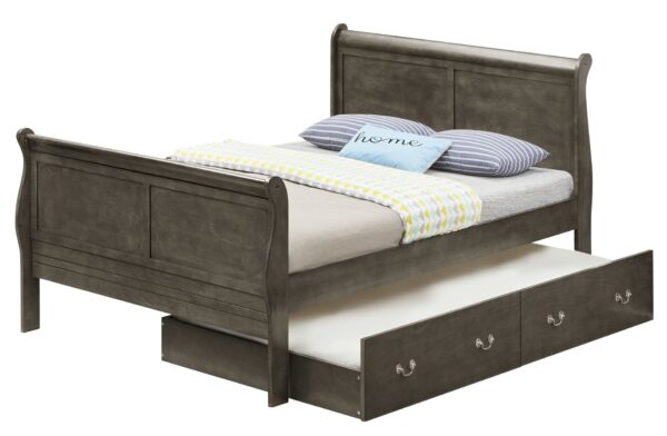 Full Elegant Trundle Bed With Timeless Charm - Gray